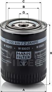 Mann-Filter W 930/21 - Oil Filter parts5.com