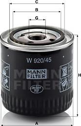 Mann-Filter W 920/45 - Filtre à huile parts5.com