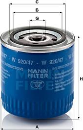 Mann-Filter W 920/47 - Filtro de aceite parts5.com