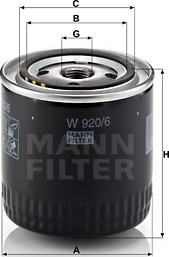 Mann-Filter W 920/6 - Oil Filter parts5.com