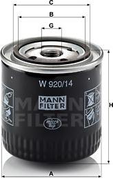 Mann-Filter W 920/14 - Filtre à huile parts5.com