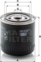 Mann-Filter W 920/11 - Filtro de aceite parts5.com