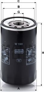 Mann-Filter W 1160 - Oil Filter parts5.com