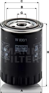 Mann-Filter W 830/1 - Filtre à huile parts5.com