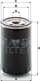 Mann-Filter W 719/4 - Filtre à huile parts5.com