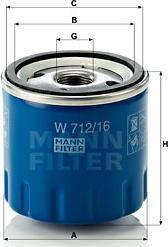 Mann-Filter W 712/16 - Filtre à huile parts5.com