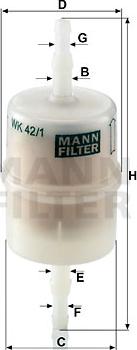 Mann-Filter WK 42/1 - Filtru combustibil parts5.com