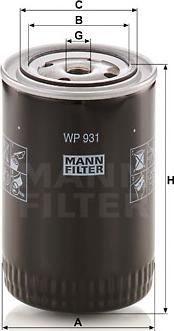 Mann-Filter WP 931 - Масляный фильтр parts5.com