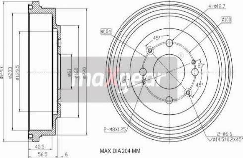 Maxgear 19-3192 - Bęben hamulcowy parts5.com