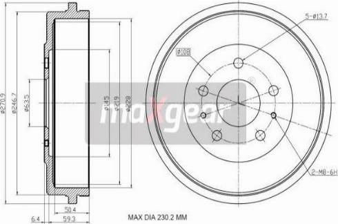 Maxgear 19-3205 - Tambur frana parts5.com