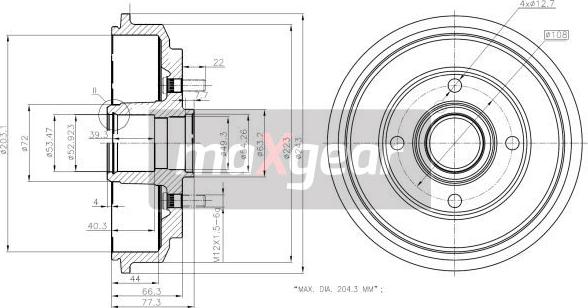 Maxgear 19-2316 - Tambur frana parts5.com