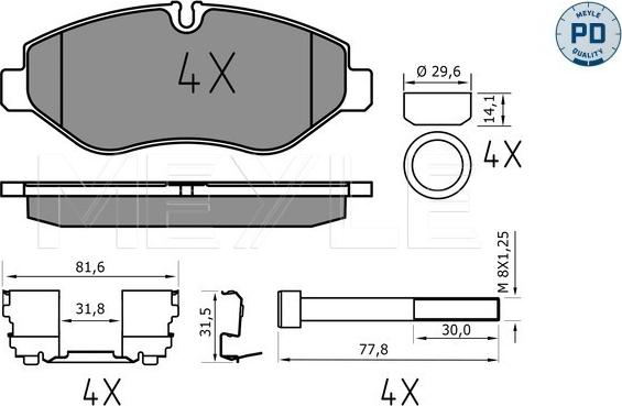 Meyle 025 292 2920/PD - Kit de plaquettes de frein, frein à disque parts5.com