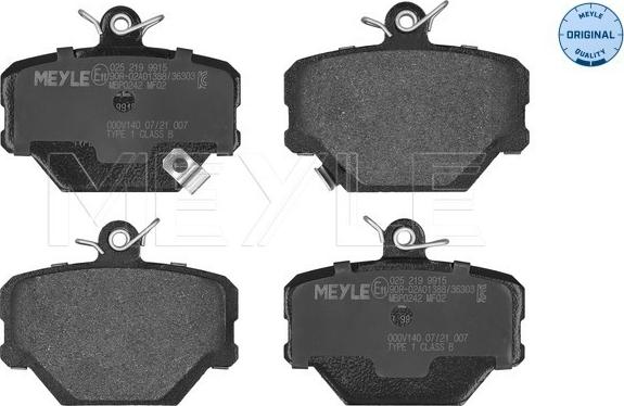 Meyle 025 219 9915 - Set placute frana,frana disc parts5.com