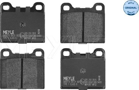 Meyle 025 210 3515 - Brake Pad Set, disc brake parts5.com