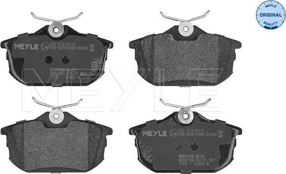 Meyle 025 218 6115 - Set placute frana,frana disc parts5.com