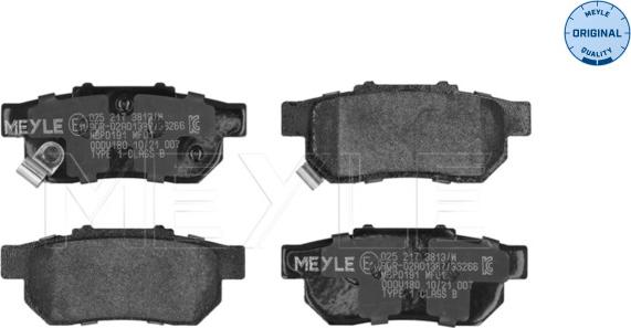 Meyle 025 217 3813/W - Sada brzdových destiček, kotoučová brzda parts5.com