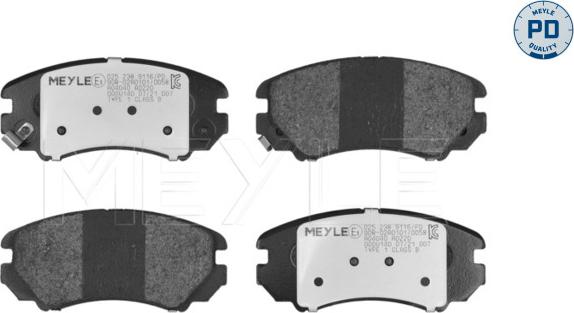 Meyle 025 238 9116/PD - Sada brzdových destiček, kotoučová brzda parts5.com