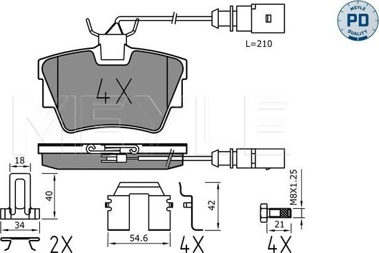 Meyle 025 232 2416-1/PD - Bremsbelagsatz, Scheibenbremse parts5.com