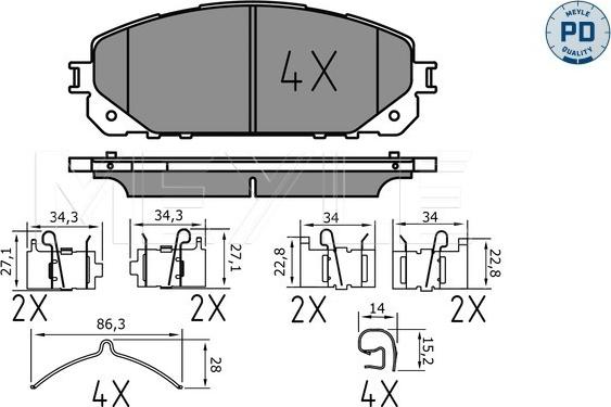 Meyle 025 220 7018/PD - Fren balata seti, diskli fren parts5.com