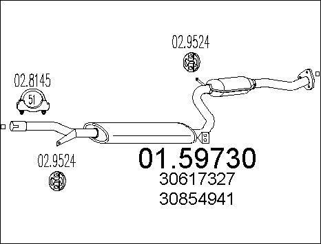 MTS 01.59730 - Srednji glusnik (izpusni lonec) parts5.com