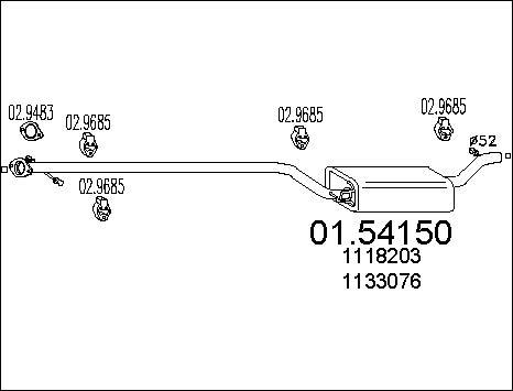 MTS 01.54150 - Srednji glusnik (izpusni lonec) parts5.com