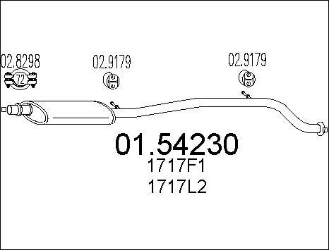 MTS 01.54230 - Srednji glusnik (izpusni lonec) parts5.com