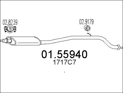 MTS 01.55940 - Srednji glusnik (izpusni lonec) parts5.com