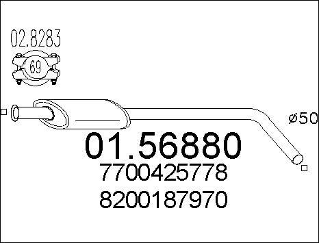 MTS 01.56880 - Srednji glusnik (izpusni lonec) parts5.com