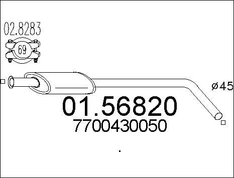 MTS 01.56820 - Srednji glusnik (izpusni lonec) parts5.com