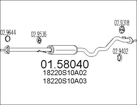 MTS 01.58040 - Srednji glusnik (izpusni lonec) parts5.com