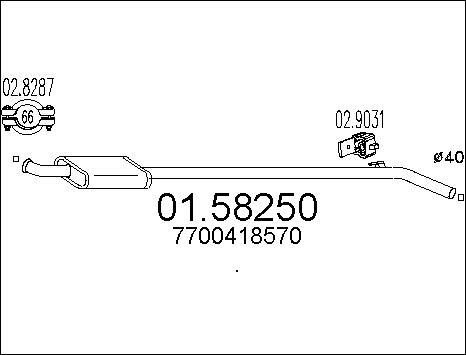 MTS 01.58250 - Stredný tlmič výfuku parts5.com