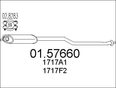 MTS 01.57660 - Srednji glusnik (izpusni lonec) parts5.com