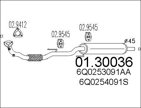 MTS 01.30036 - Első hangtompító parts5.com