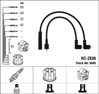 NGK 9848 - Set cablaj aprinder parts5.com