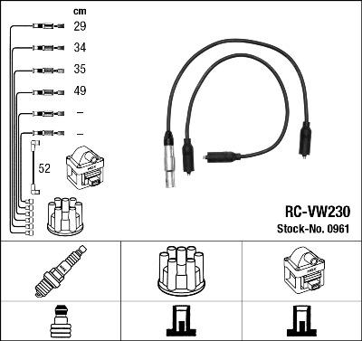 NGK 0961 - Set cablaj aprinder parts5.com