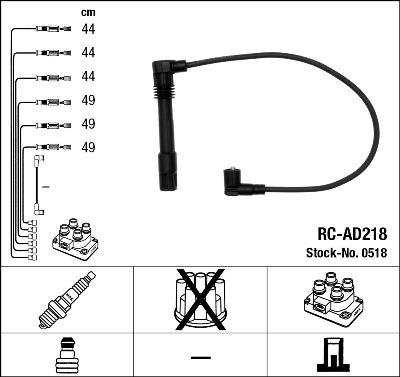 NGK 0518 - Süütesüsteemikomplekt parts5.com