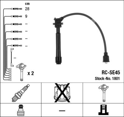 NGK 1801 - Комплект запалителеи кабели parts5.com