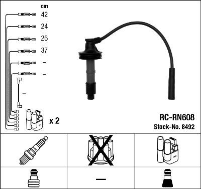 NGK 8492 - Zestaw przewodów zapłonowych parts5.com