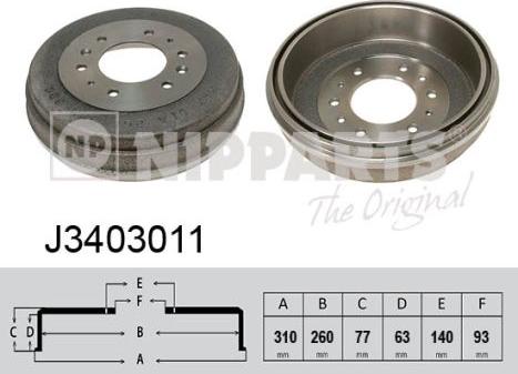 Nipparts J3403011 - Tambur frana parts5.com