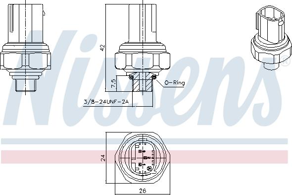 Nissens 301070 - Painekytkin, ilmastointilaite parts5.com