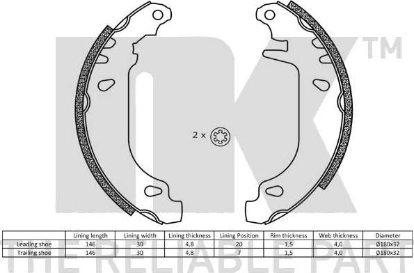 NK 2799545 - Σετ σιαγόνων φρένων parts5.com