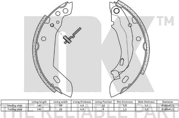 NK 2799389 - Garnitura zavorne celjusti parts5.com