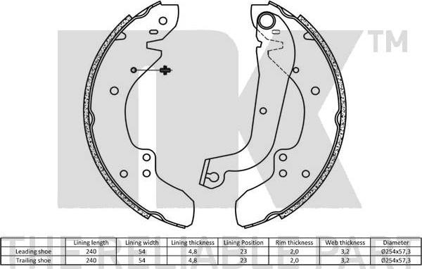 NK 2799374 - Garnitura zavorne celjusti parts5.com