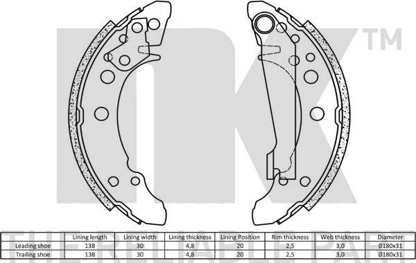 NK 2747340 - Set saboti frana parts5.com