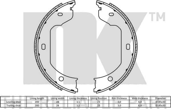 NK 2715695 - Brake Shoe Set, parking brake parts5.com