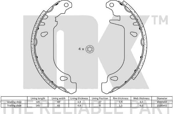 NK 2739476 - Jeu de mâchoires de frein parts5.com