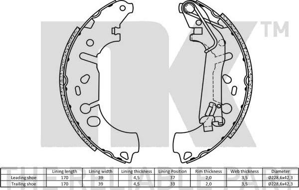 NK 2723731 - Brake Shoe Set parts5.com