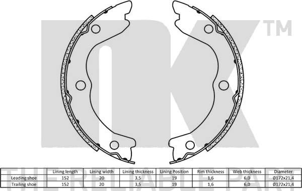 NK 2722719 - Zestaw szczęk hamulcowych, hamulec postojowy parts5.com