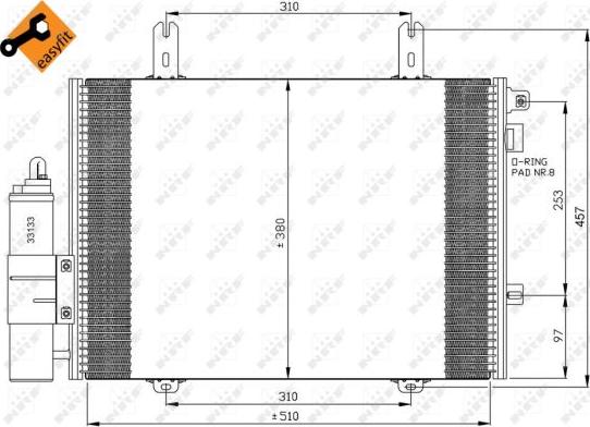 NRF 35353 - Kondenzator, klima-uređaj parts5.com