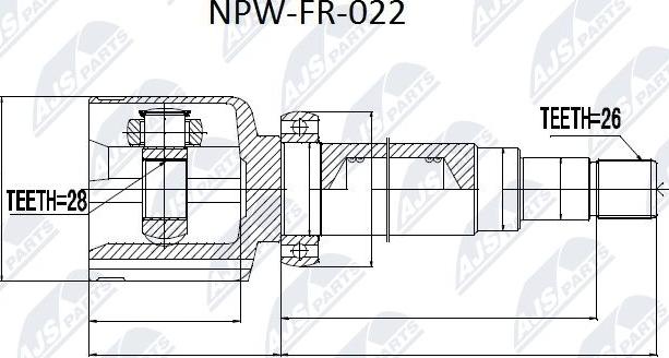 NTY NPW-FR-022 - Каре комплект, полуоска parts5.com